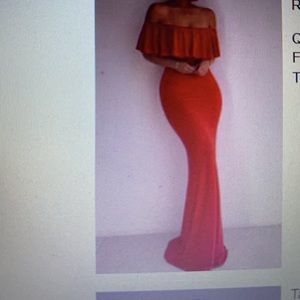 Beautiful Red Ruffled Maxi Dress, XXL